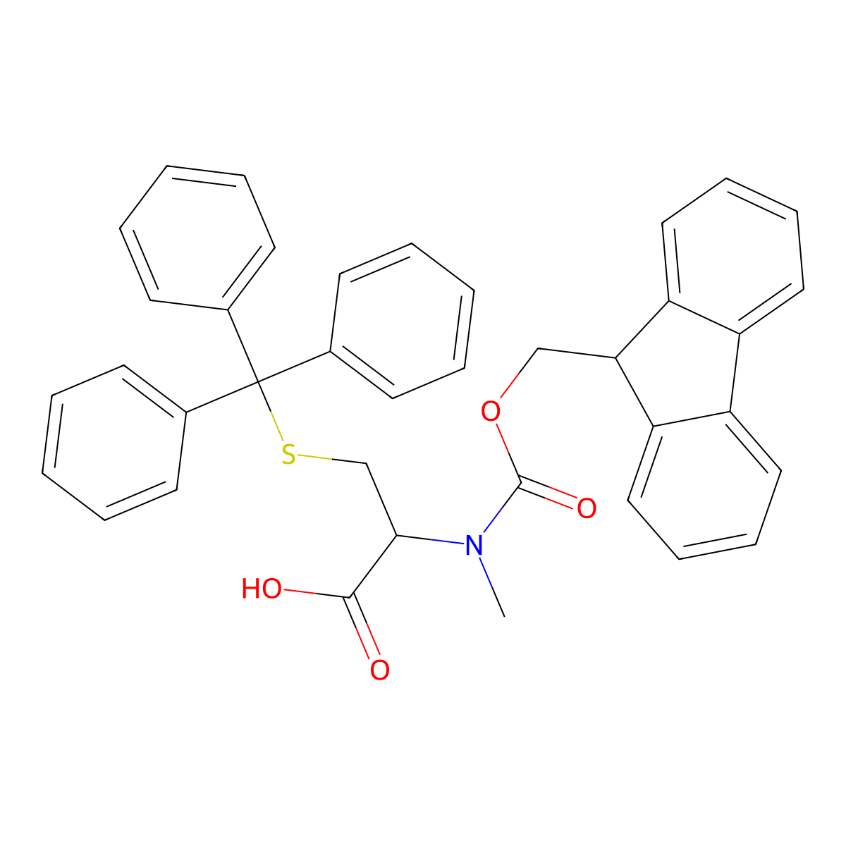 Fmoc-N-Me-D-Cys(Trt)-OH molecular structure, CAS 1349807-46-0