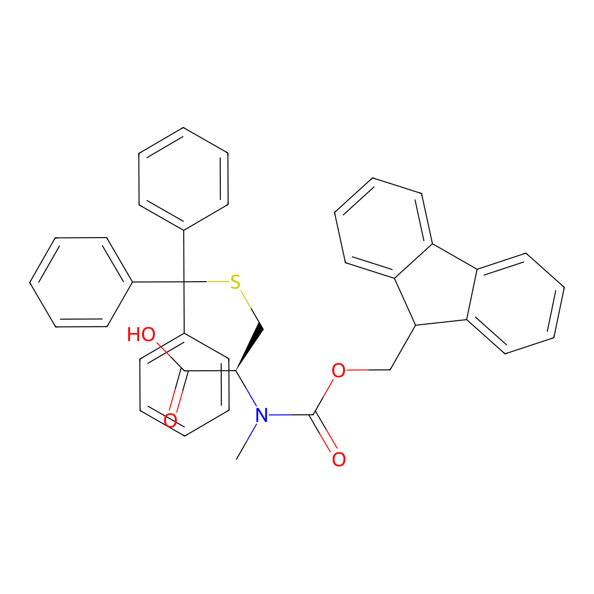 Fmoc-N-Me-D-Cys(Trt)-OH molecular structure, CAS 1349807-46-0