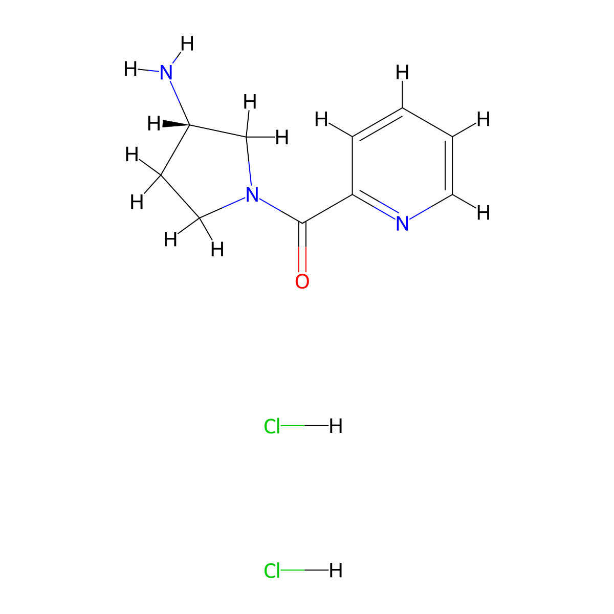 (S)-(3-Aminopyrrolidin-1-yl)(pyridin-2-yl)methanone dihydrochloride molecular structure, CAS 1349807-50-6