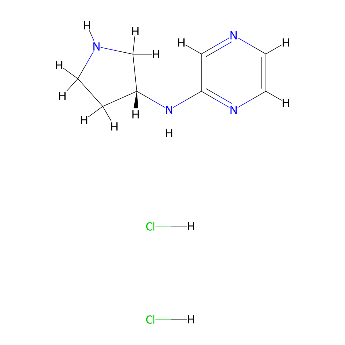 (R)-N-(Pyrrolidin-3-yl)pyrazin-2-amine dihydrochloride molecular structure, CAS 1349807-55-1