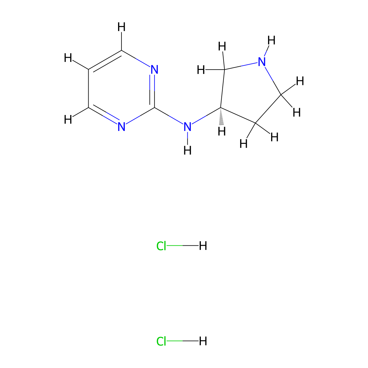 (R)-N-(Pyrrolidin-3-yl)pyrimidin-2-amine dihydrochloride molecular structure, CAS 1349807-59-5