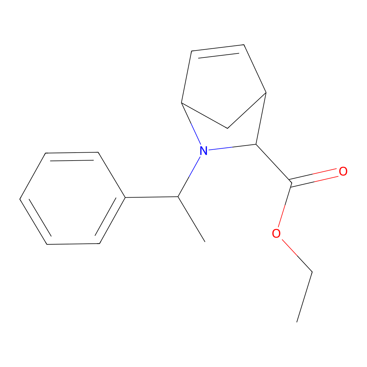 2-Azabicyclo[2.2.1]hept-5-ene-3-carboxylic acid, 2-[(1R)-1-phenylethyl]-, ethyl ester, (1S,3S,4R)- molecular structure, CAS 134984-63-7