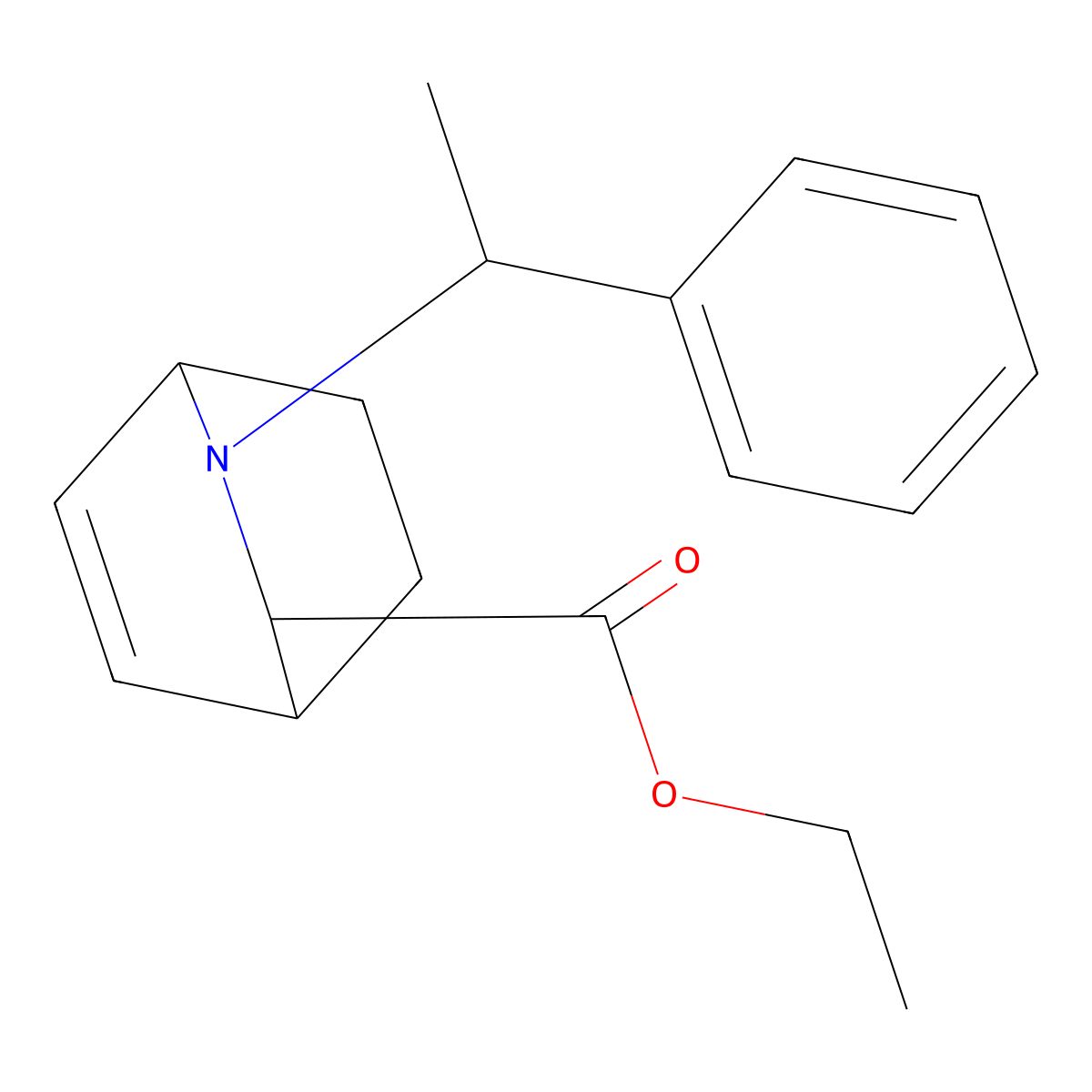 (1S,3S,4R)-Ethyl 2-((R)-1-phenylethyl)-2-azabicyclo[2.2.2]oct-5-ene-3-carboxylate molecular structure, CAS 134984-64-8