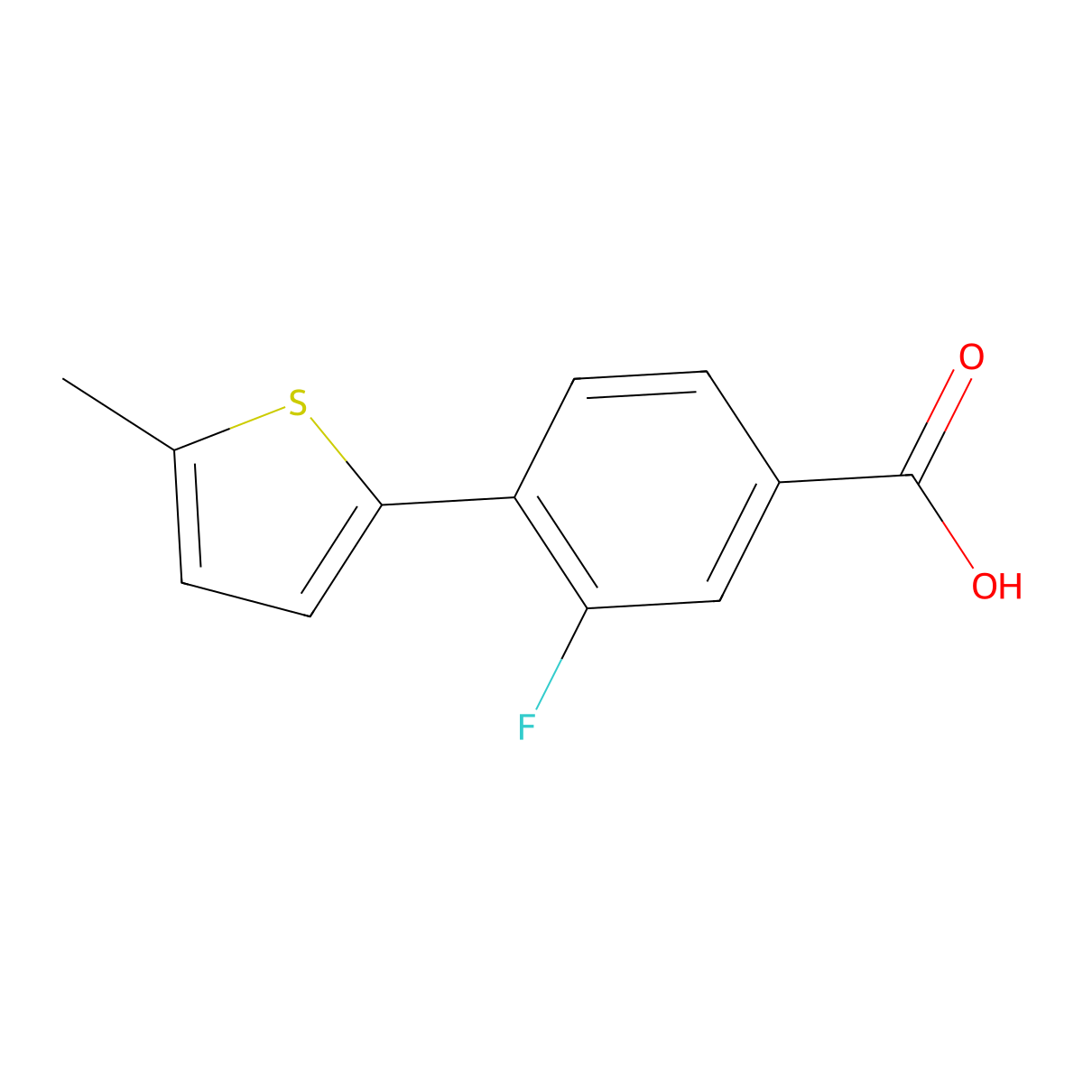 3-Fluoro-4-(5-methylthiophen-2-YL)benzoic acid molecular structure, CAS 1349847-02-4