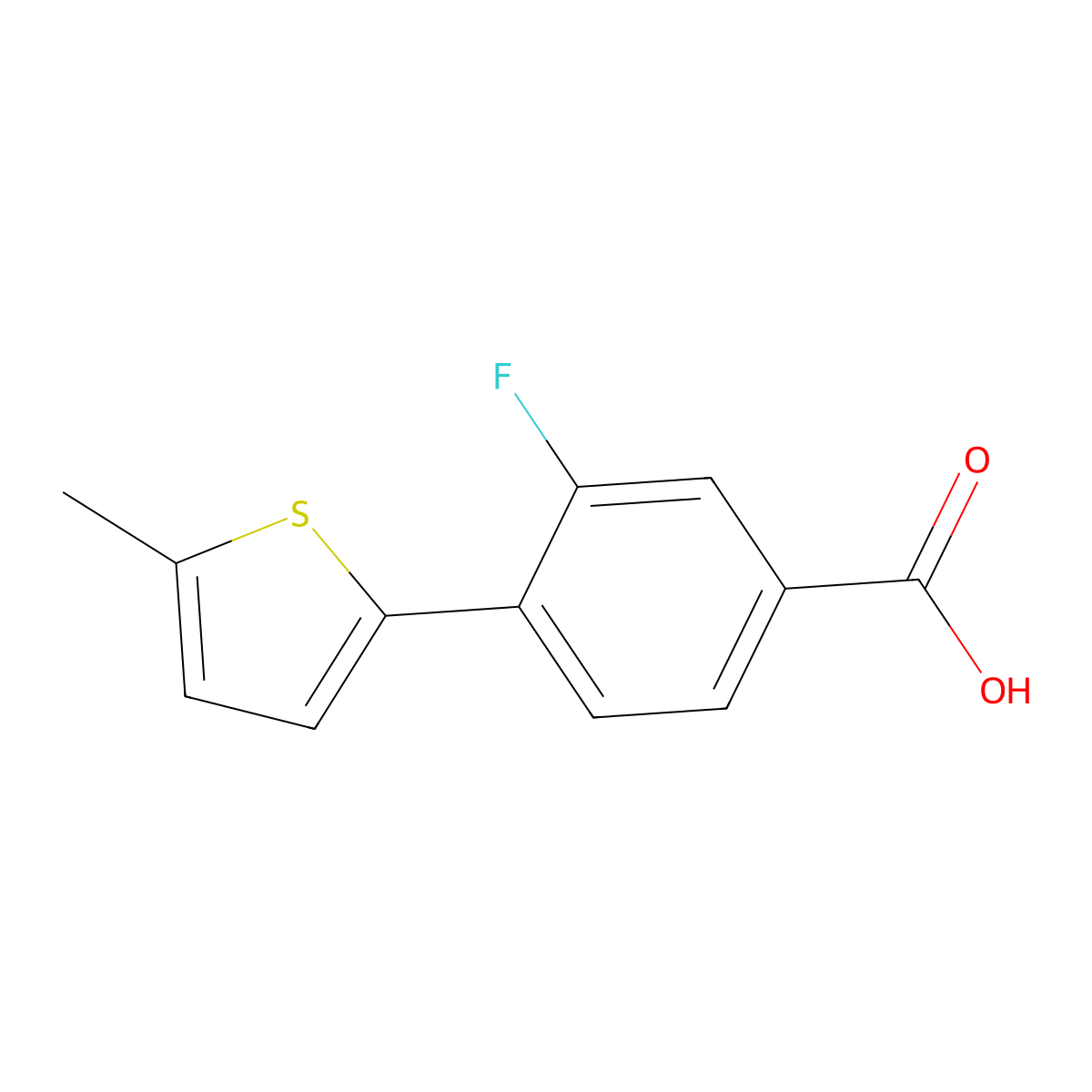 3-Fluoro-4-(5-methylthiophen-2-YL)benzoic acid molecular structure, CAS 1349847-02-4