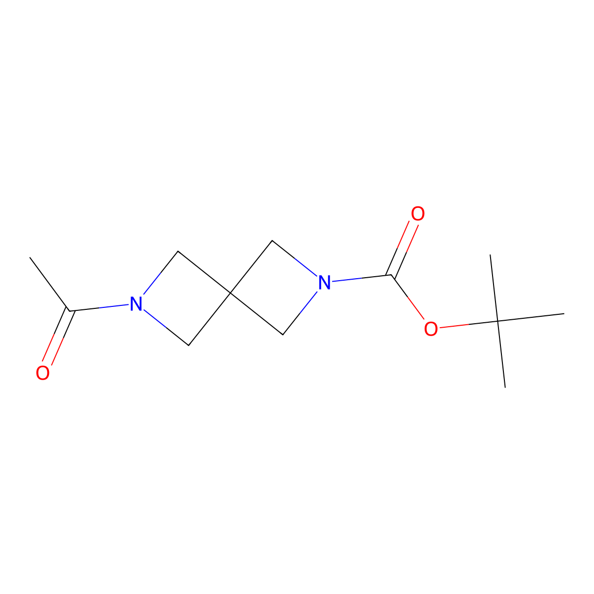 Tert-butyl 6-acetyl-2,6-diazaspiro[3.3]heptane-2-carboxylate molecular structure, CAS 1349875-71-3