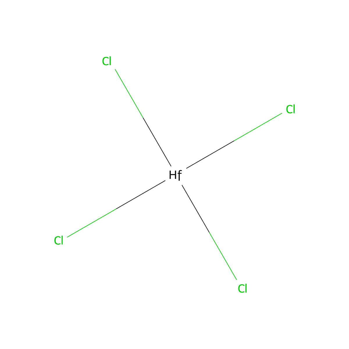 Hafnium tetrachloride molecular structure, CAS 13499-05-3