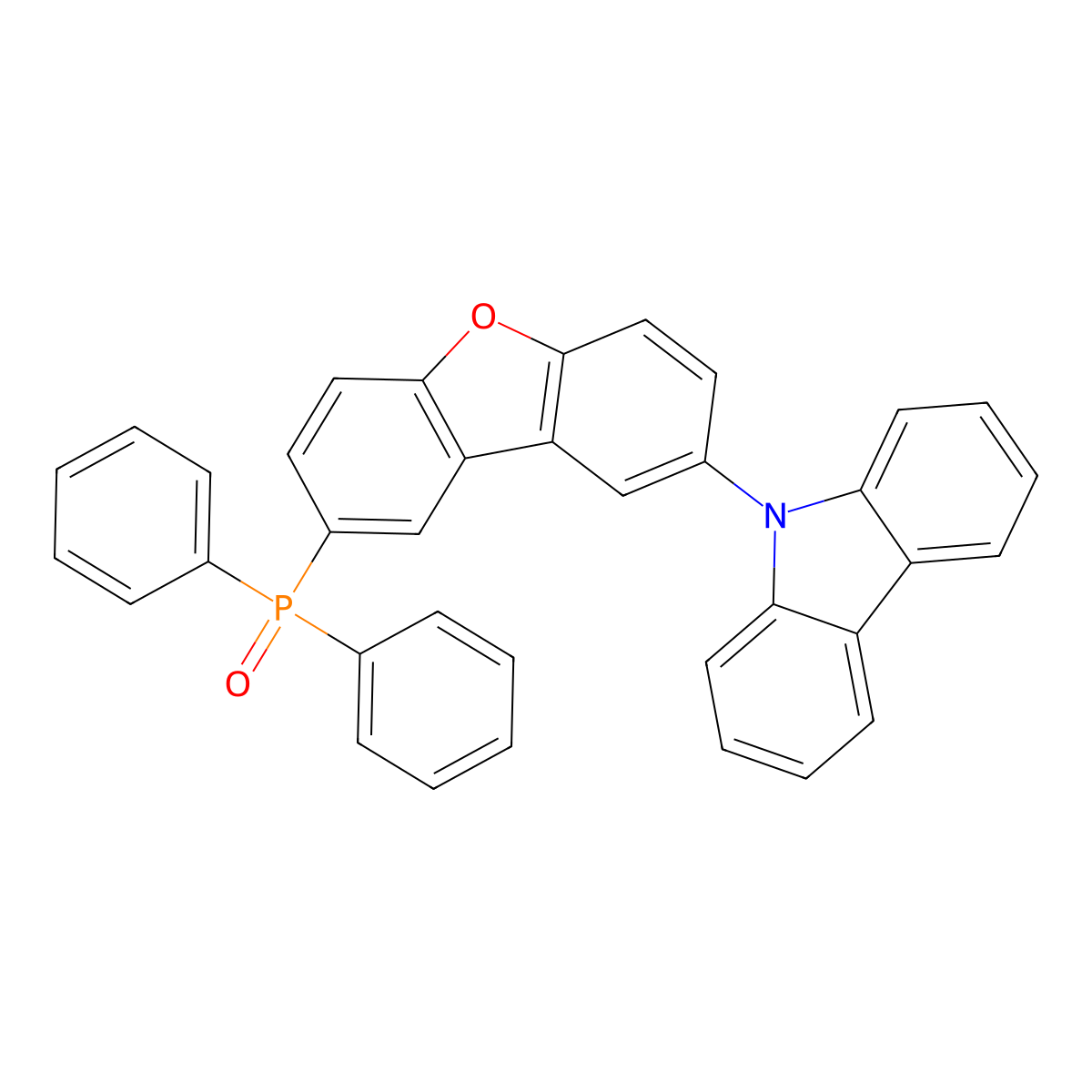 (8-(9H-Carbazol-9-yl)dibenzo[b,d]furan-2-yl)diphenylphosphine oxide molecular structure, CAS 1349901-36-5