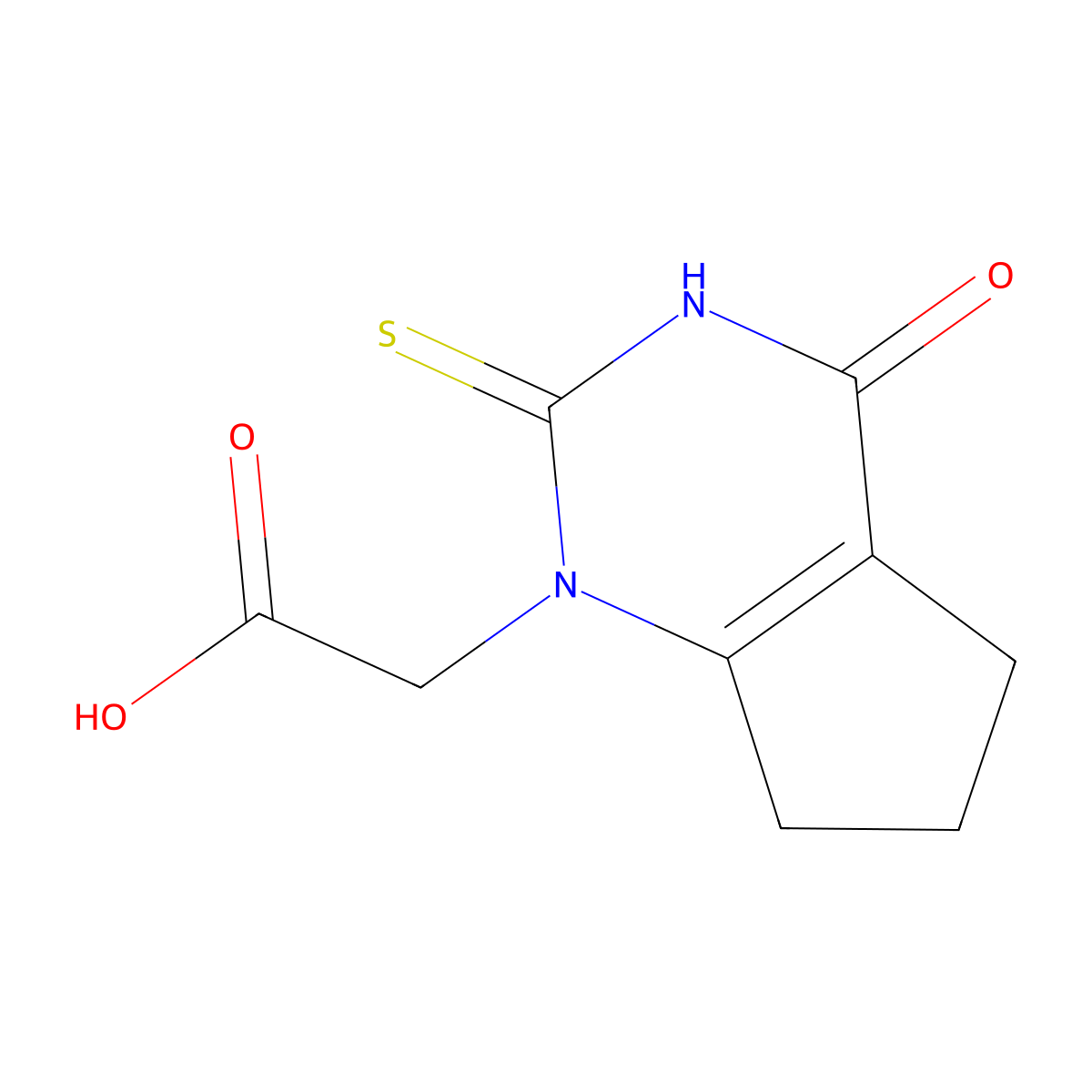 2-(4-Oxo-2-thioxo-2,3,4,5,6,7-hexahydro-1H-cyclopenta[d]pyrimidin-1-yl)acetic acid molecular structure, CAS 1349902-20-0