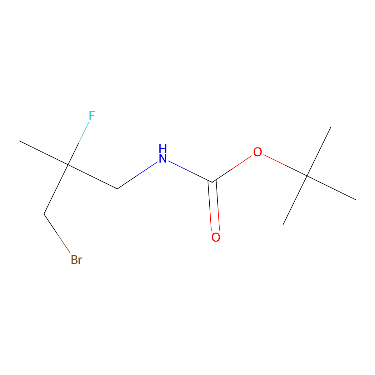 tert-butylN-(3-bromo-2-fluoro-2-methylpropyl)carbamate molecular structure, CAS 1349903-07-6