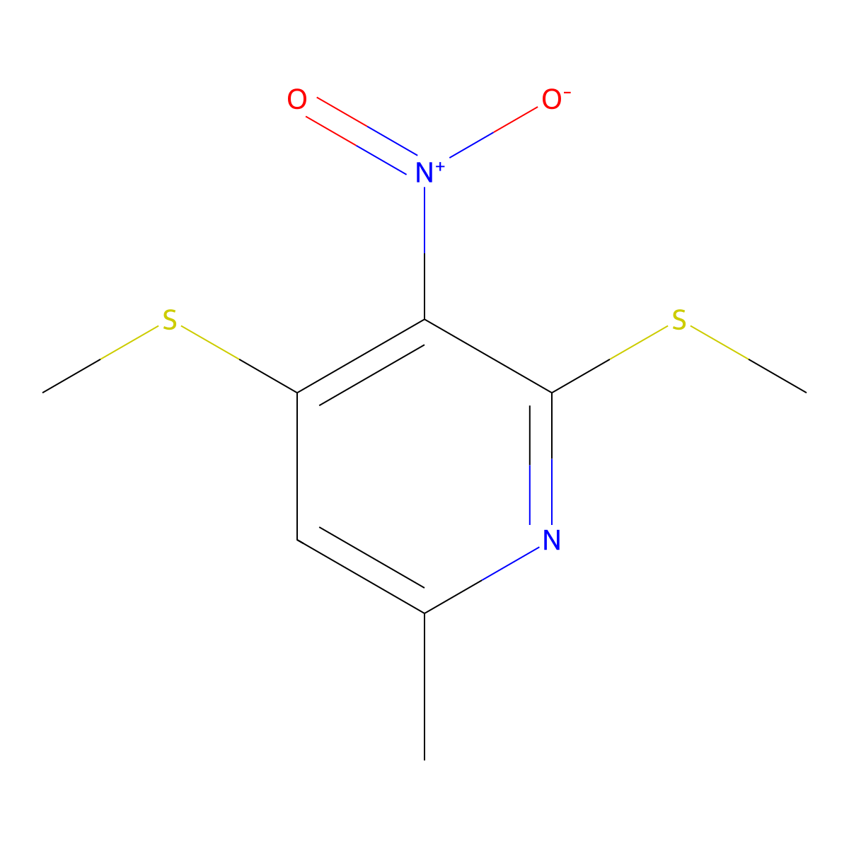 6-methyl-2,4-bis(methylthio)-3-nitroPyridine molecular structure, CAS 134992-24-8