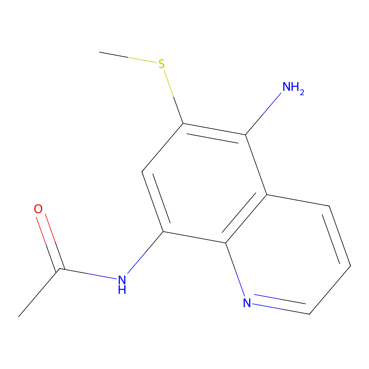 8-Acetamido-5-amino-6-(methylthio)quinoline molecular structure, CAS 134992-40-8