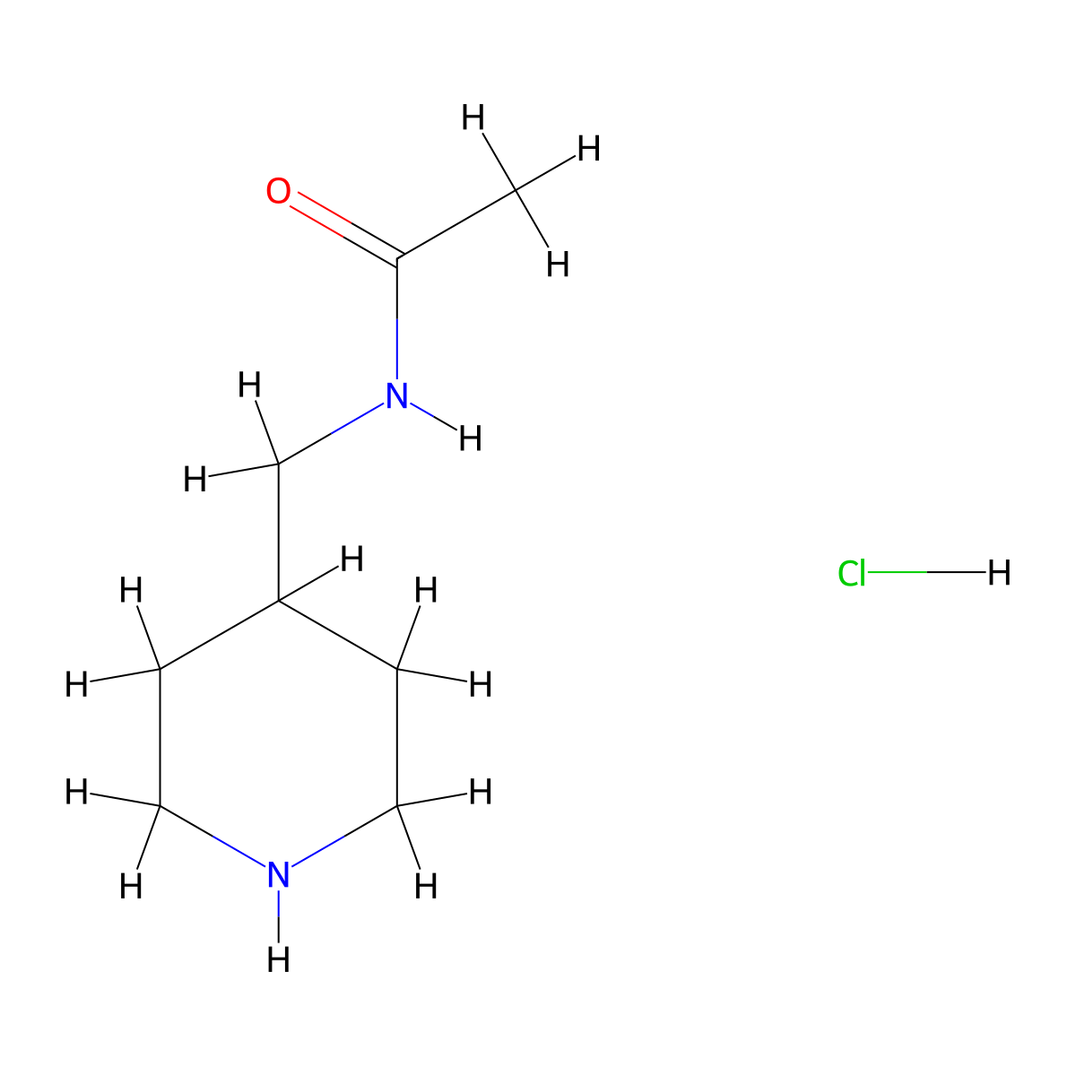 N-(piperidin-4-ylmethyl)acetamide hydrochloride molecular structure, CAS 134992-86-2