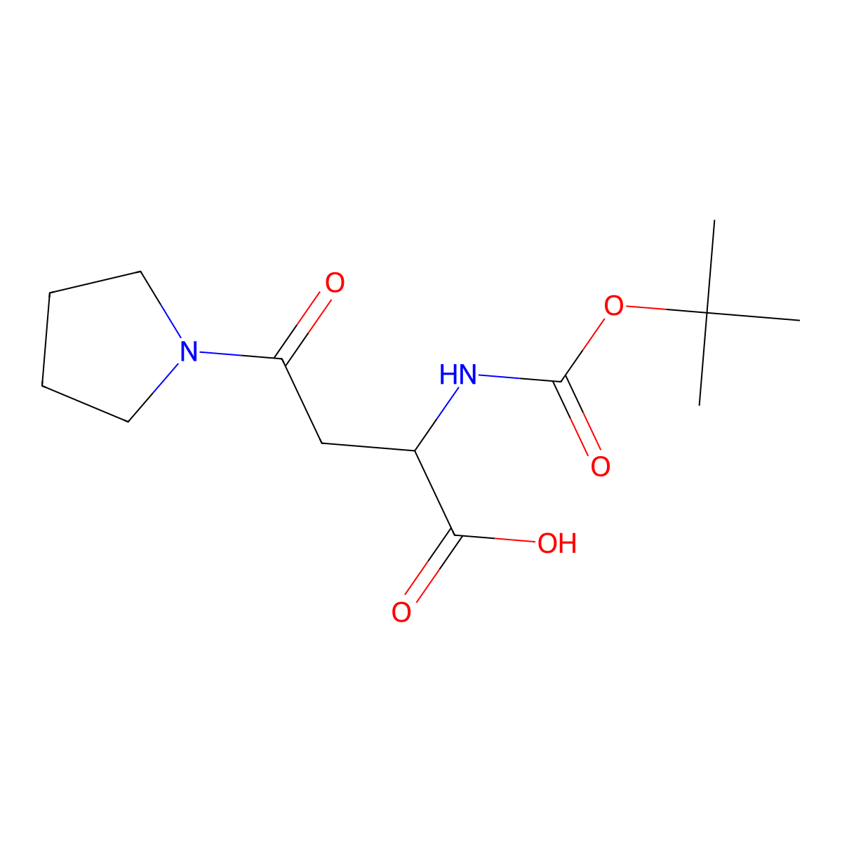 (2S)-2-{[(tert-butoxy)carbonyl]amino}-4-oxo-4-(pyrrolidin-1-yl)butanoicacid molecular structure, CAS 134997-43-6