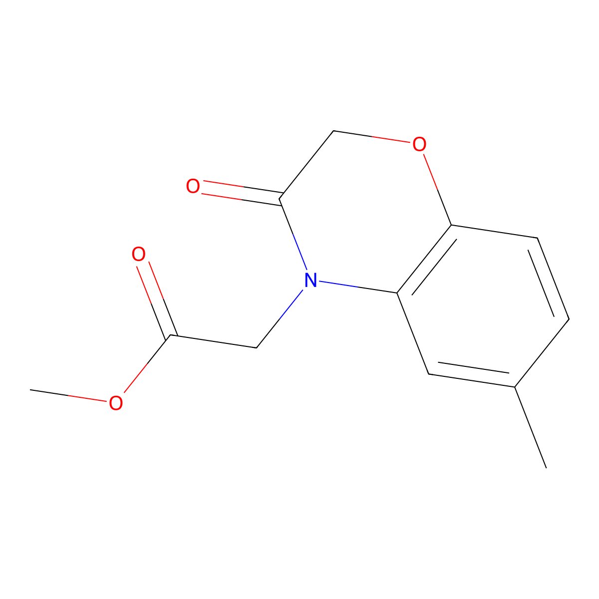 methyl (6-methyl-3-oxo-2,3-dihydro-4H-1,4-benzoxazin-4-yl)acetate molecular structure, CAS 134997-68-5