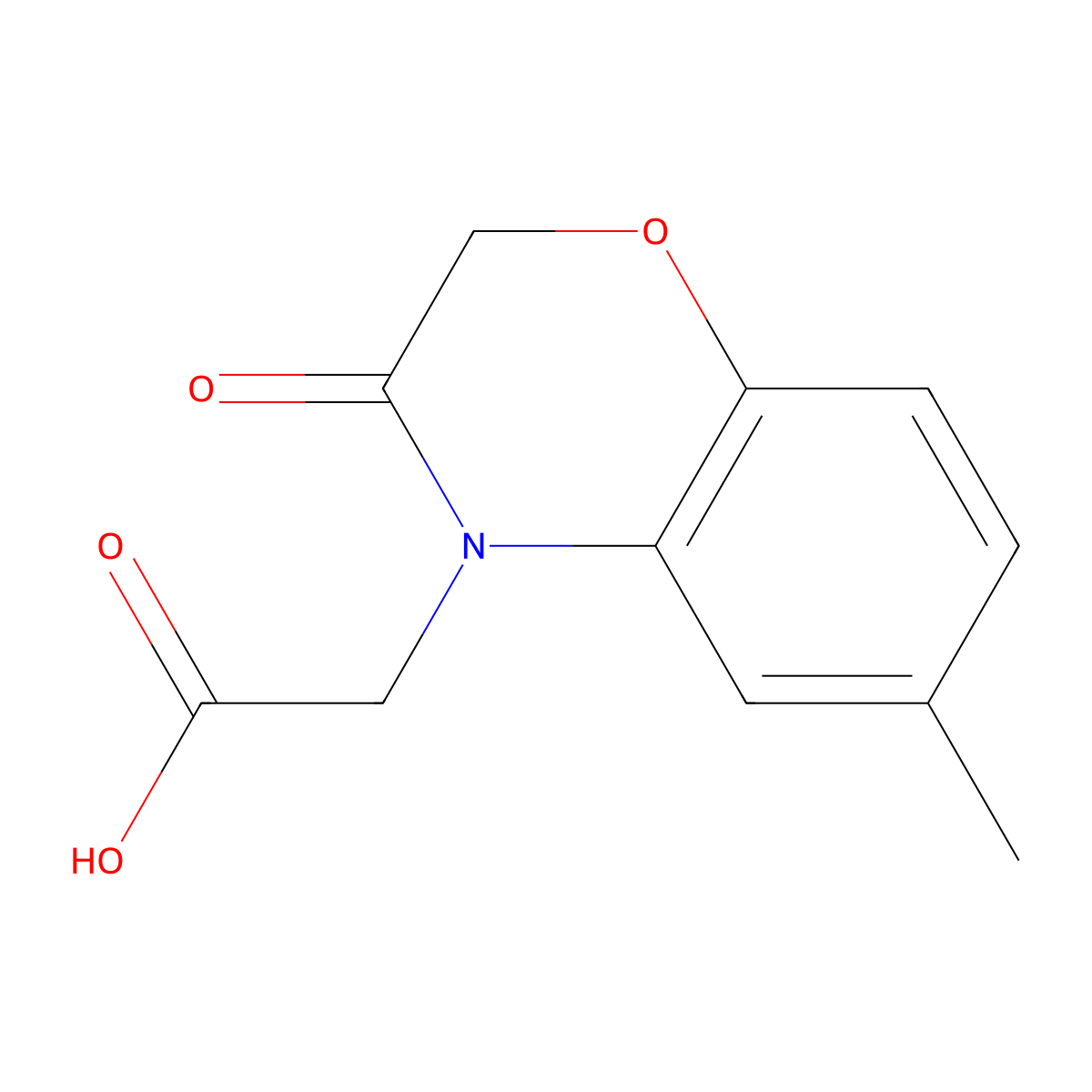 (6-methyl-3-oxo-2,3-dihydro-4H-1,4-benzoxazin-4-yl)acetic acid molecular structure, CAS 134997-69-6