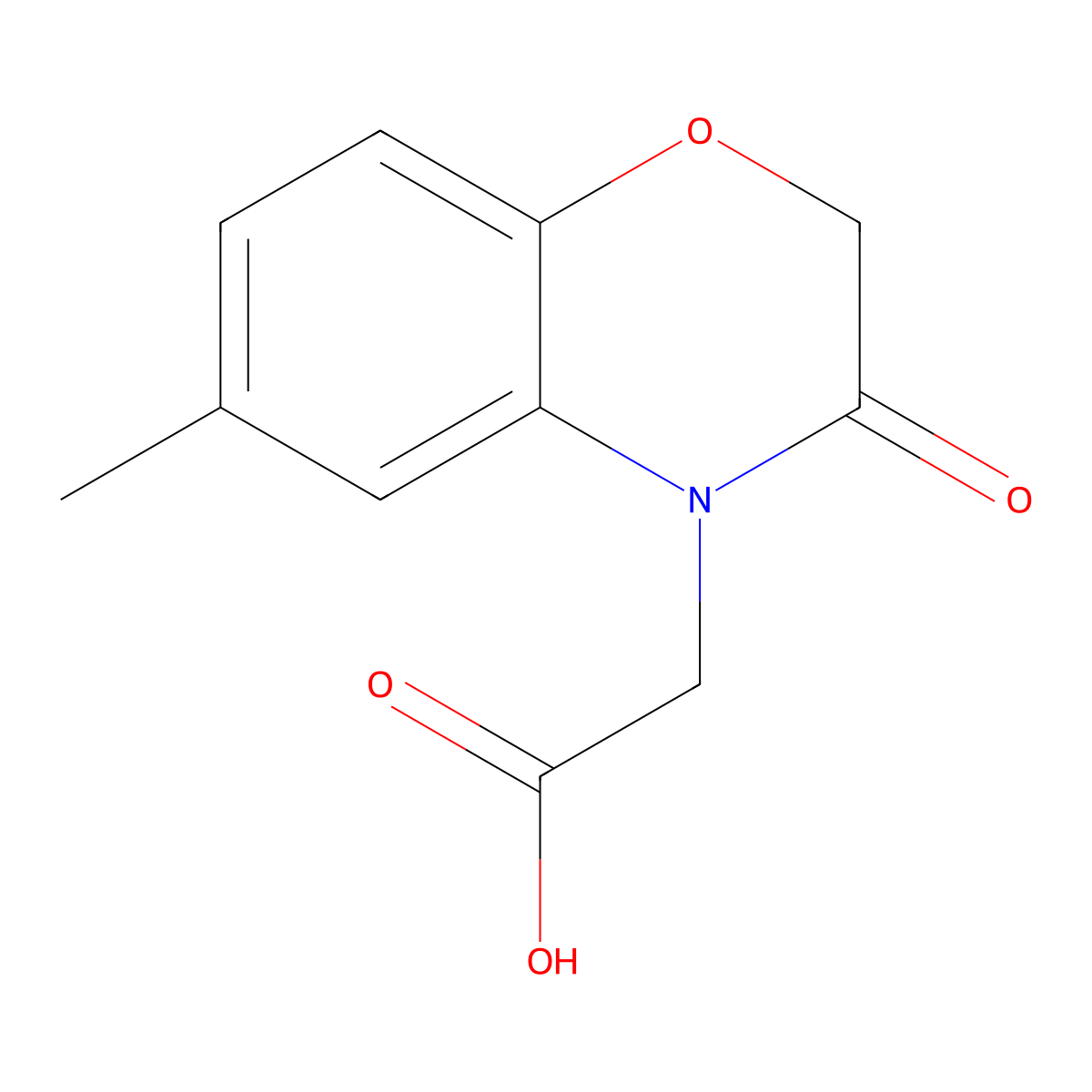 (6-methyl-3-oxo-2,3-dihydro-4H-1,4-benzoxazin-4-yl)acetic acid molecular structure, CAS 134997-69-6