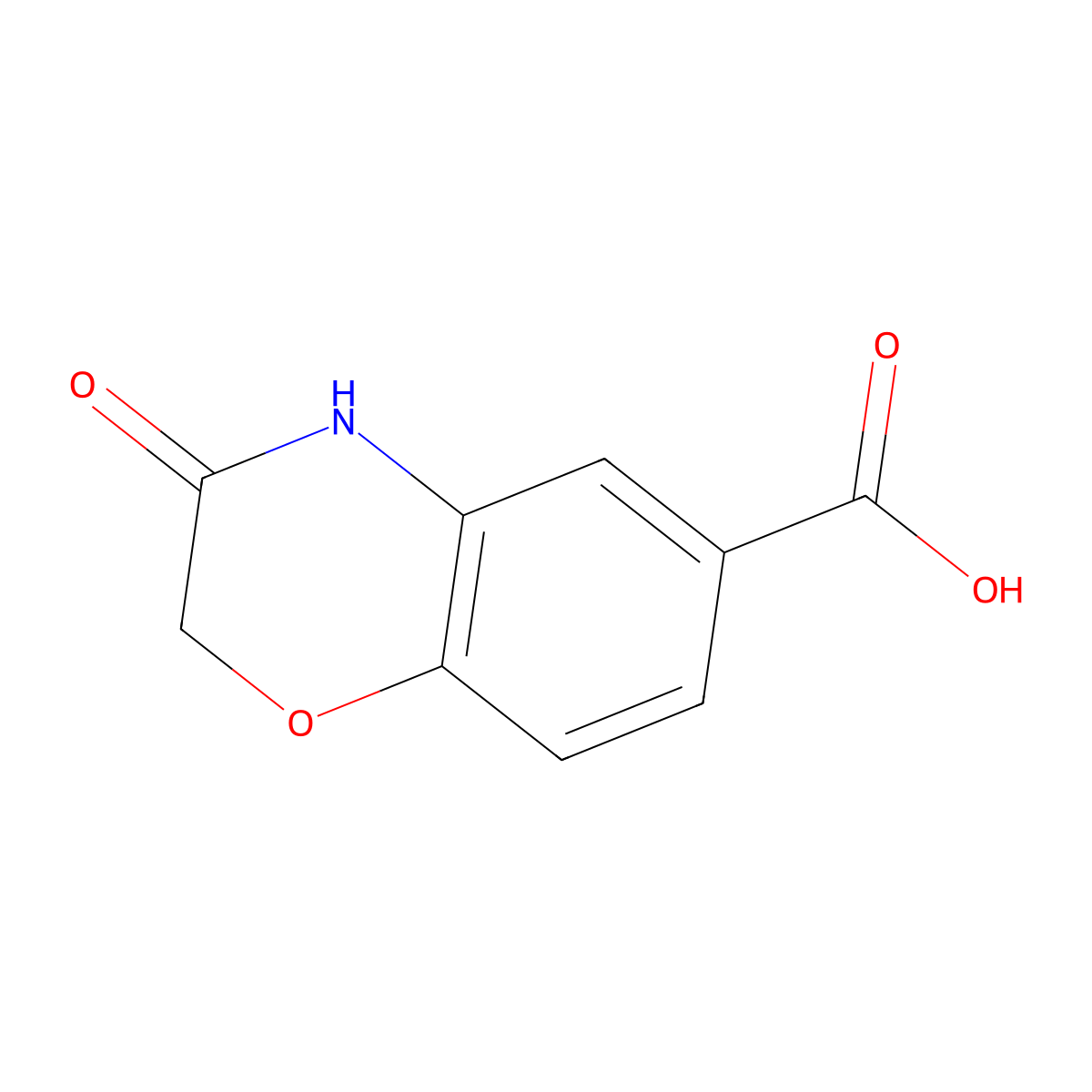 3-Oxo-3,4-dihydro-2H-1,4-benzoxazine-6-carboxylic acid molecular structure, CAS 134997-87-8