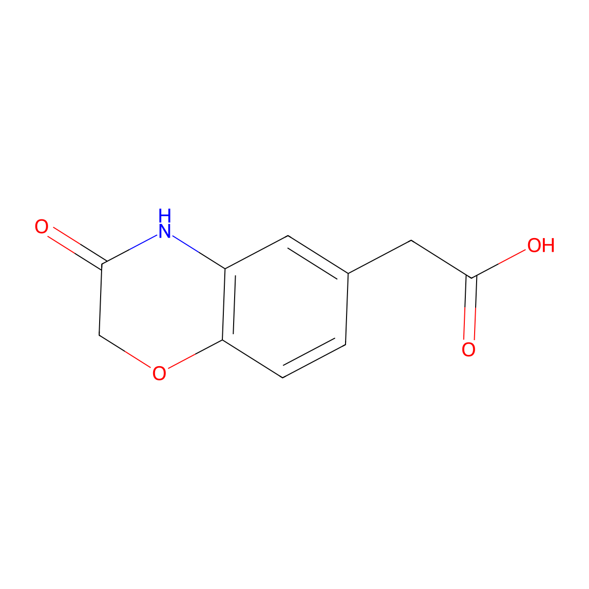 2-(3-oxo-3,4-dihydro-2H-1,4-benzoxazin-6-yl)acetic acid molecular structure, CAS 134997-91-4