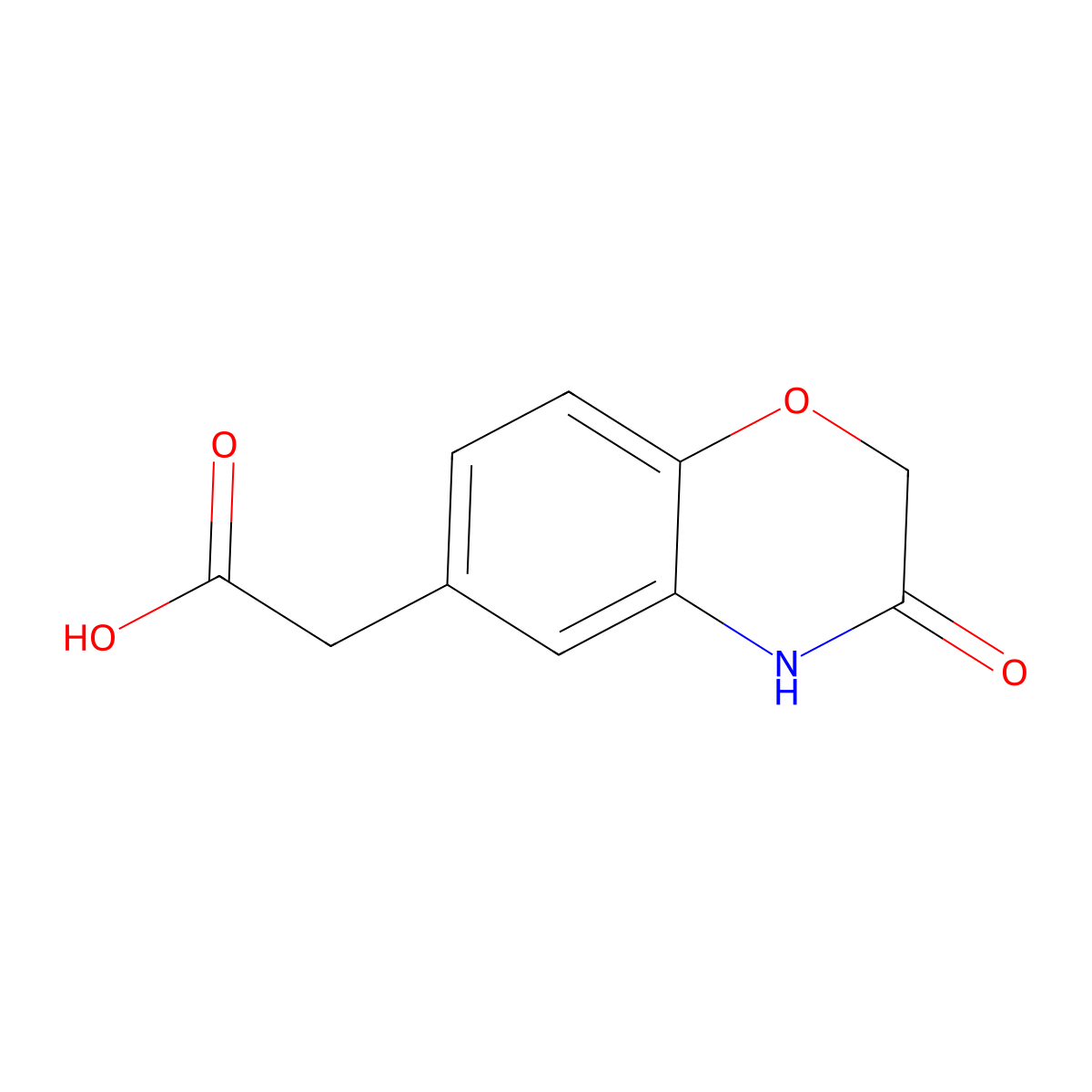 2-(3-oxo-3,4-dihydro-2H-1,4-benzoxazin-6-yl)acetic acid molecular structure, CAS 134997-91-4