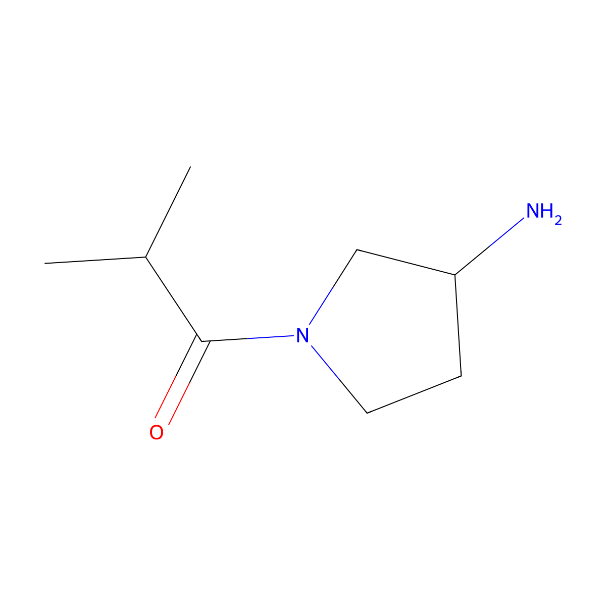 1-[(3R)-3-aminopyrrolidin-1-yl]-2-methylpropan-1-one molecular structure, CAS 1349971-90-9