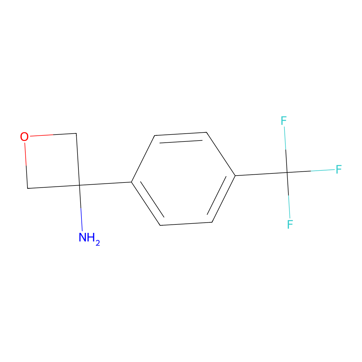 3-(4-(Trifluoromethyl)phenyl)oxetan-3-amine molecular structure, CAS 1349972-67-3
