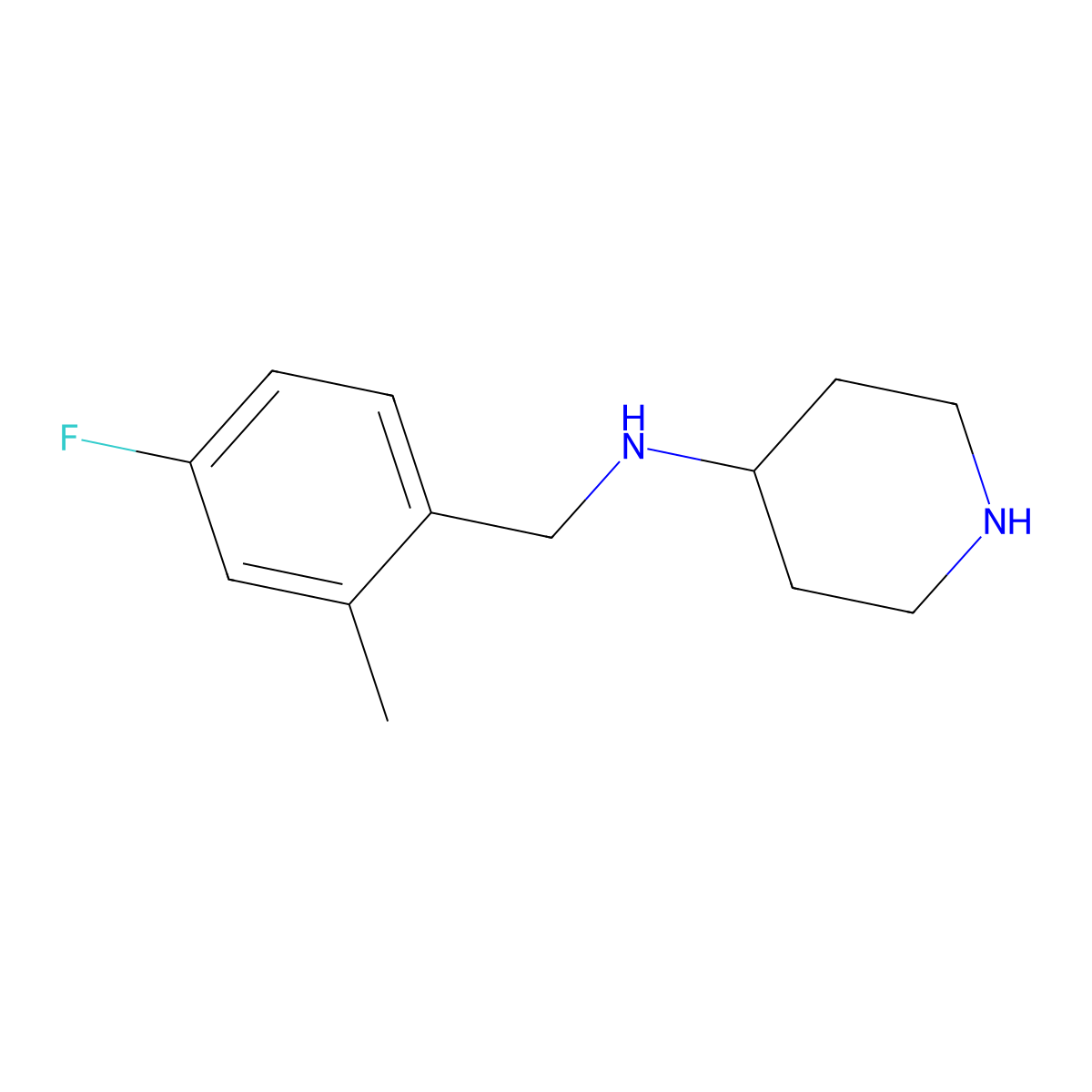 N-[(4-fluoro-2-methylphenyl)methyl]piperidin-4-amine molecular structure, CAS 1349972-69-5