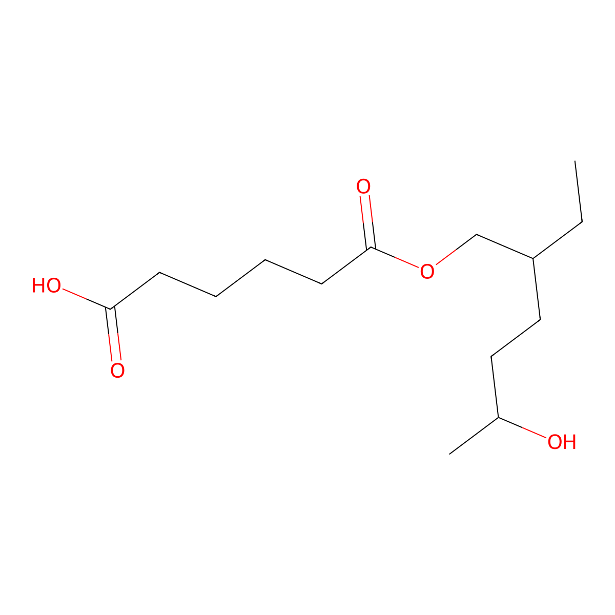 6-(2-Ethyl-5-hydroxy-hexoxy)-6-oxo-hexanoic acid molecular structure, CAS 134998-71-3
