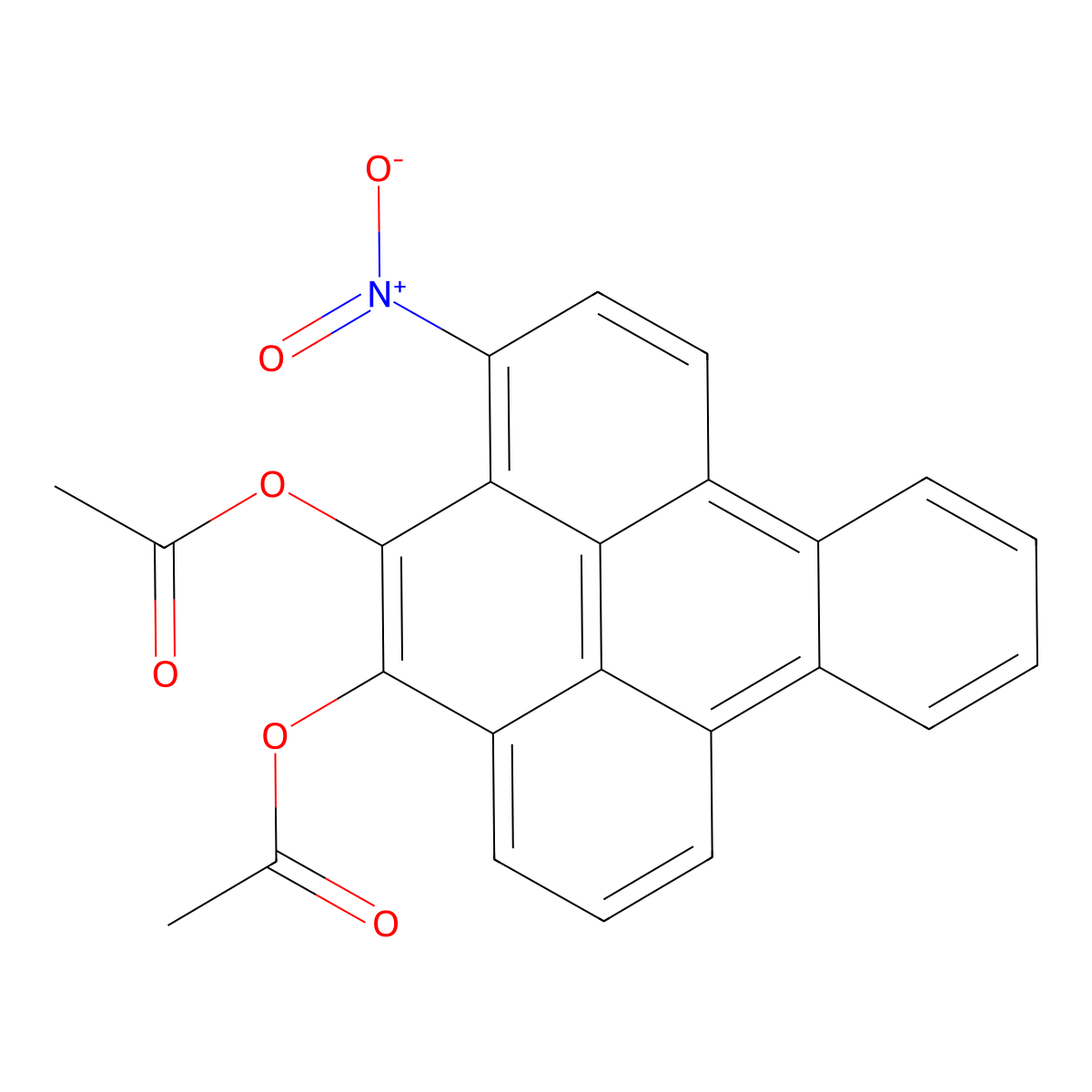 Benzo(e)pyrene-4,5-diol, 3-nitro-, diacetate (ester) molecular structure, CAS 134998-78-0