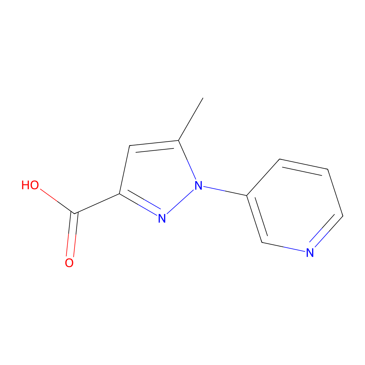 5-Methyl-1-(pyridin-3-yl)-1H-pyrazole-3-carboxylic acid molecular structure, CAS 1349988-73-3