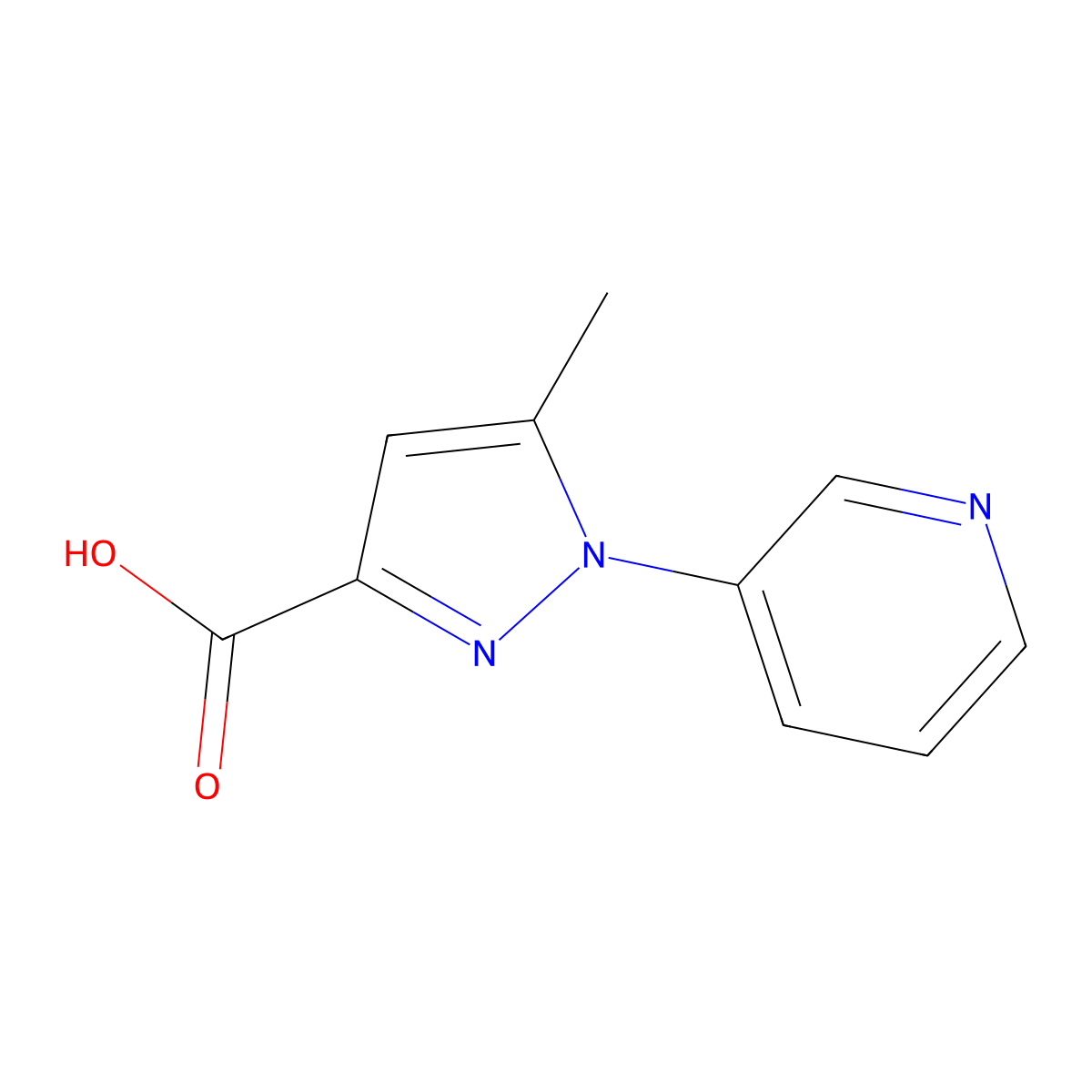 5-Methyl-1-(pyridin-3-yl)-1H-pyrazole-3-carboxylic acid molecular structure, CAS 1349988-73-3