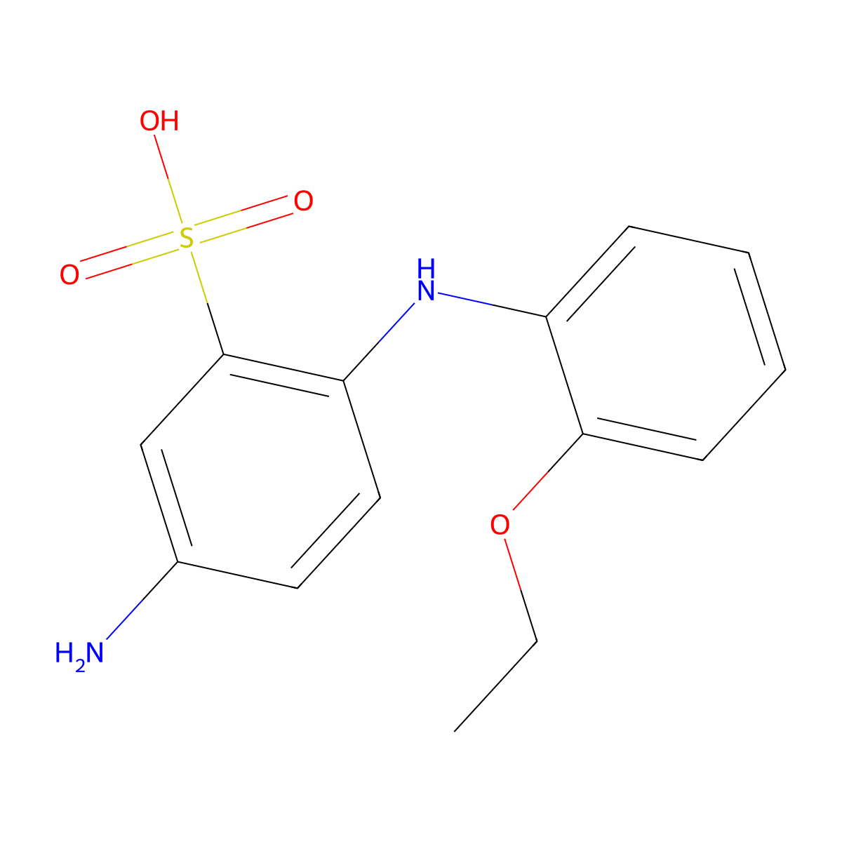 5-Amino-2-(2-ethoxyanilino)benzenesulfonic acid molecular structure, CAS 135-05-7