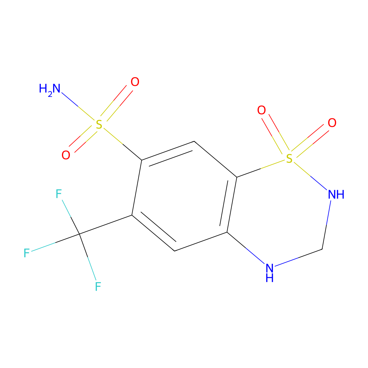 Hydroflumethiazide molecular structure, CAS 135-09-1