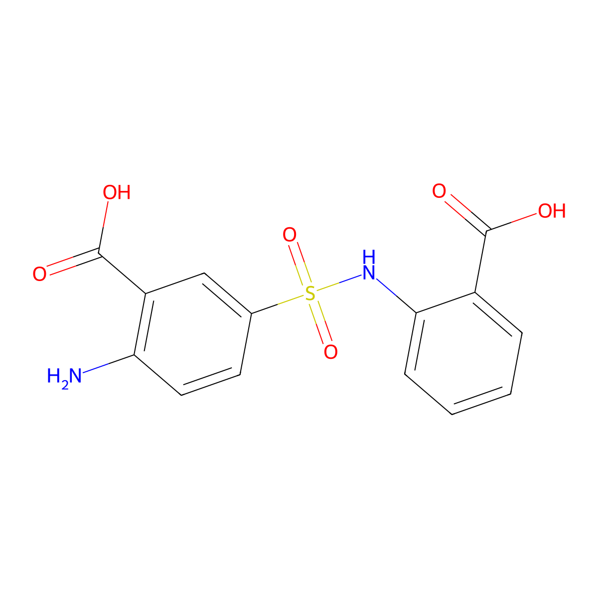 Benzoic acid, 2-amino-5-(((2-carboxyphenyl)amino)sulfonyl)- molecular structure, CAS 135-10-4