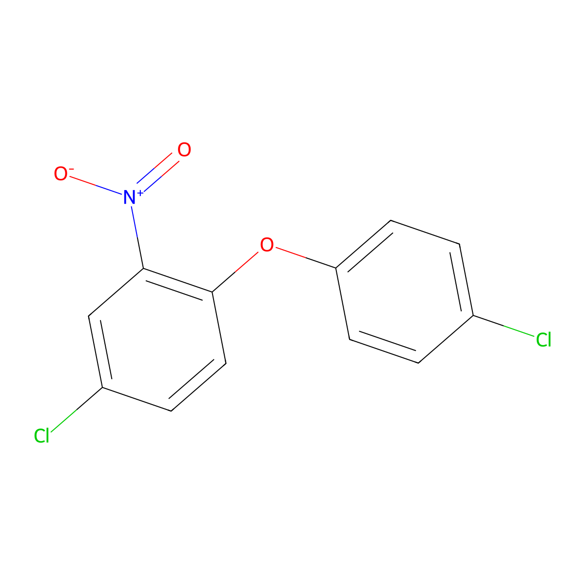 4,4'-Dichloro-2-nitrodiphenyl ether molecular structure, CAS 135-12-6