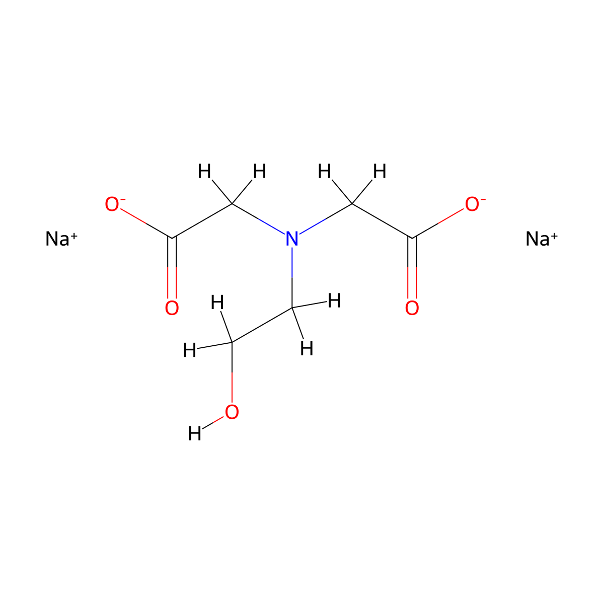 Disodium hydroxyethyliminodiacetate molecular structure, CAS 135-37-5