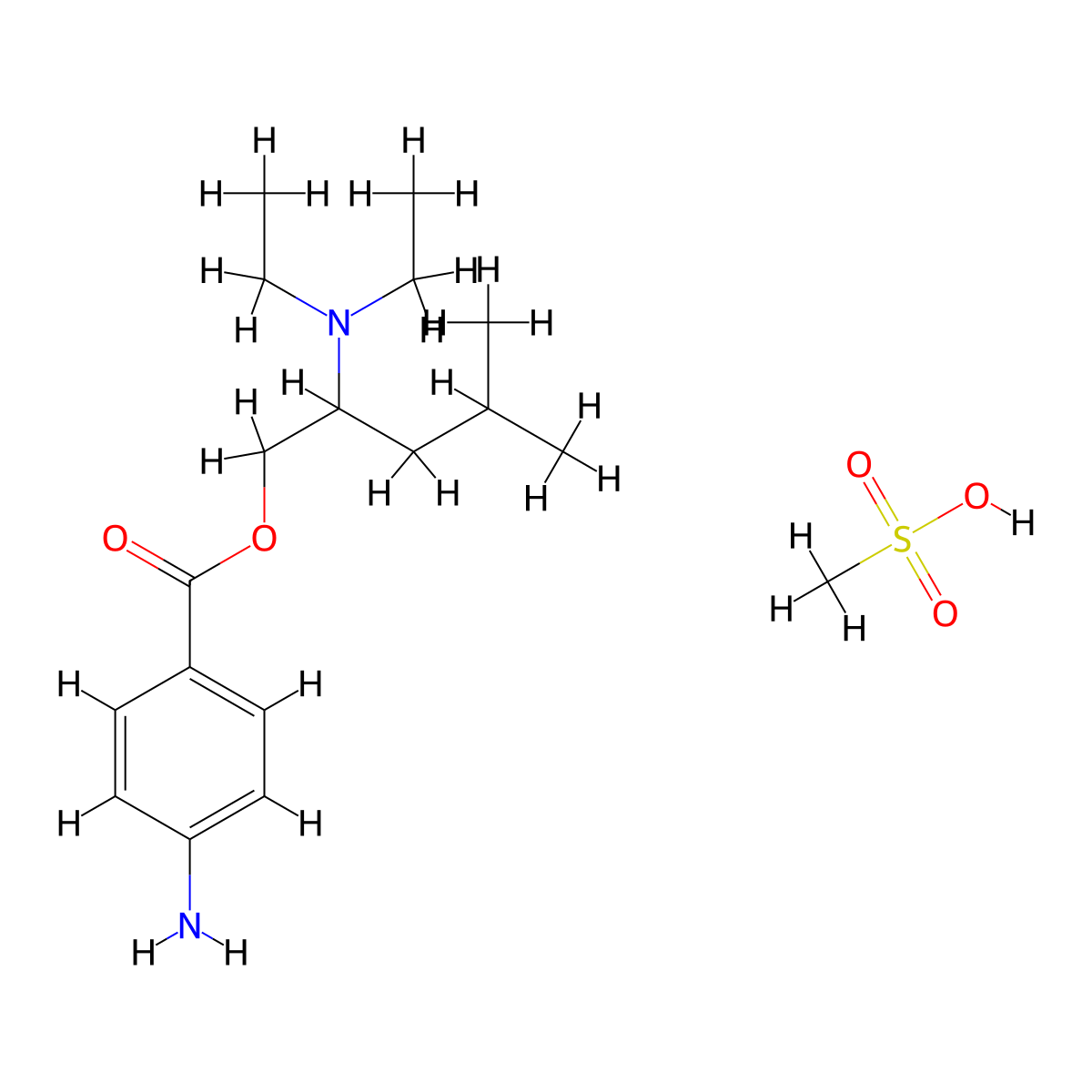 Leucinocaine mesylate molecular structure, CAS 135-44-4