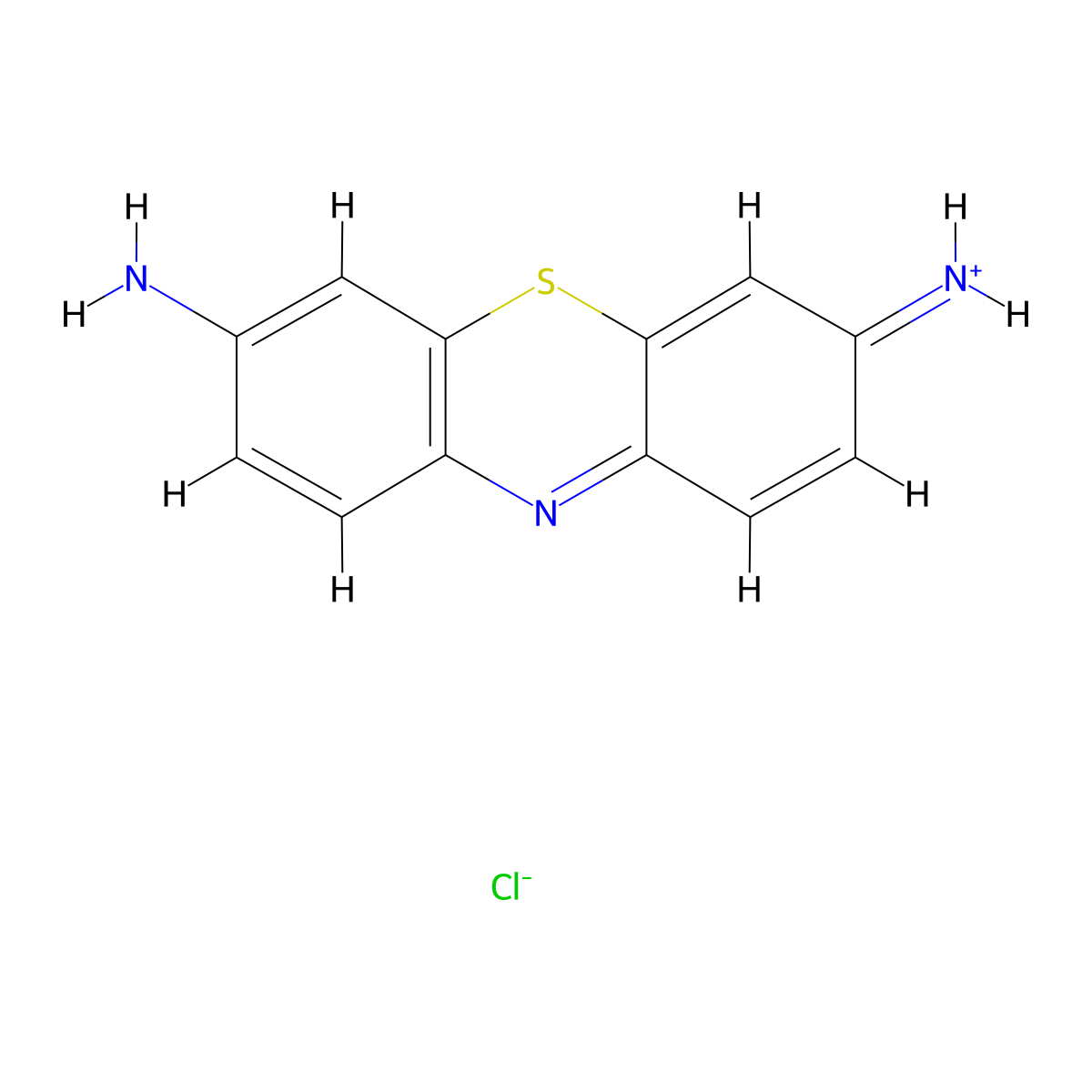 3-Imino-3H-phenothiazin-7-amine-hydrogen chloride (1:1) molecular structure, CAS 135-59-1