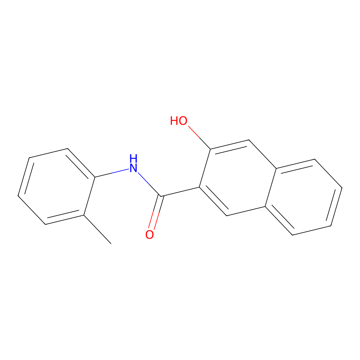 2-Naphthalenecarboxamide, 3-hydroxy-N-(2-methylphenyl)- molecular structure, CAS 135-61-5