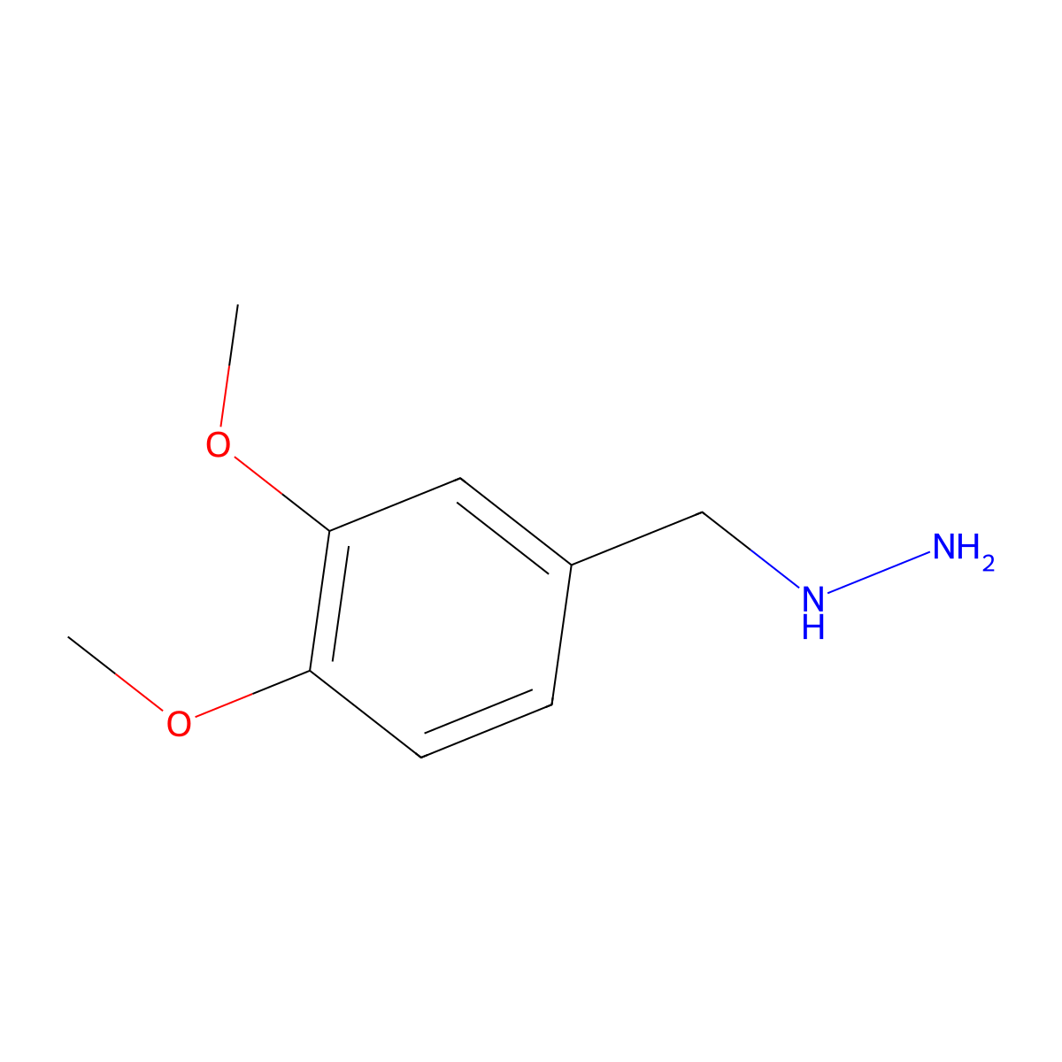 ((3,4-Dimethoxyphenyl)methyl)hydrazine molecular structure, CAS 135-85-3