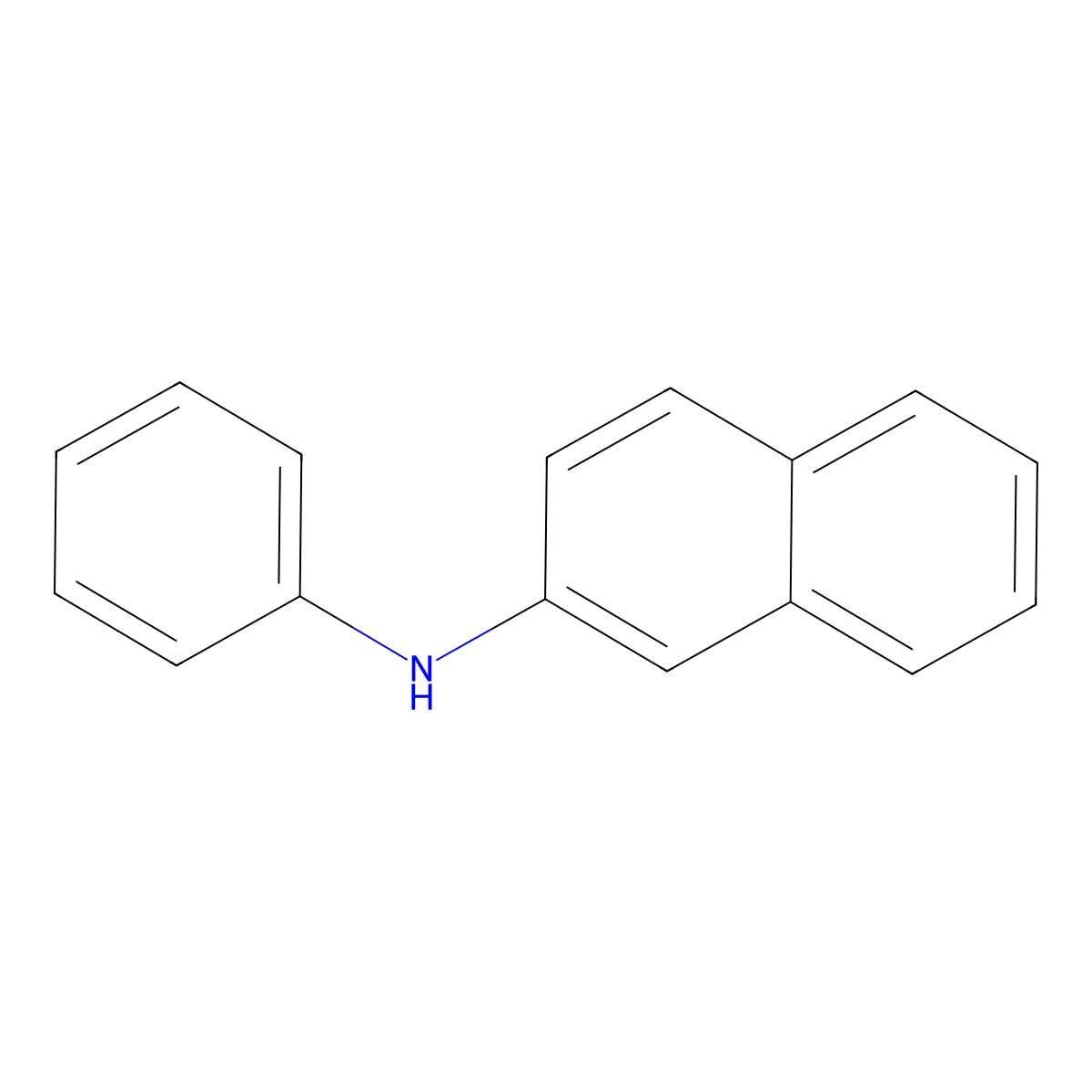 N-phenyl-2-naphthylamine molecular structure, CAS 135-88-6