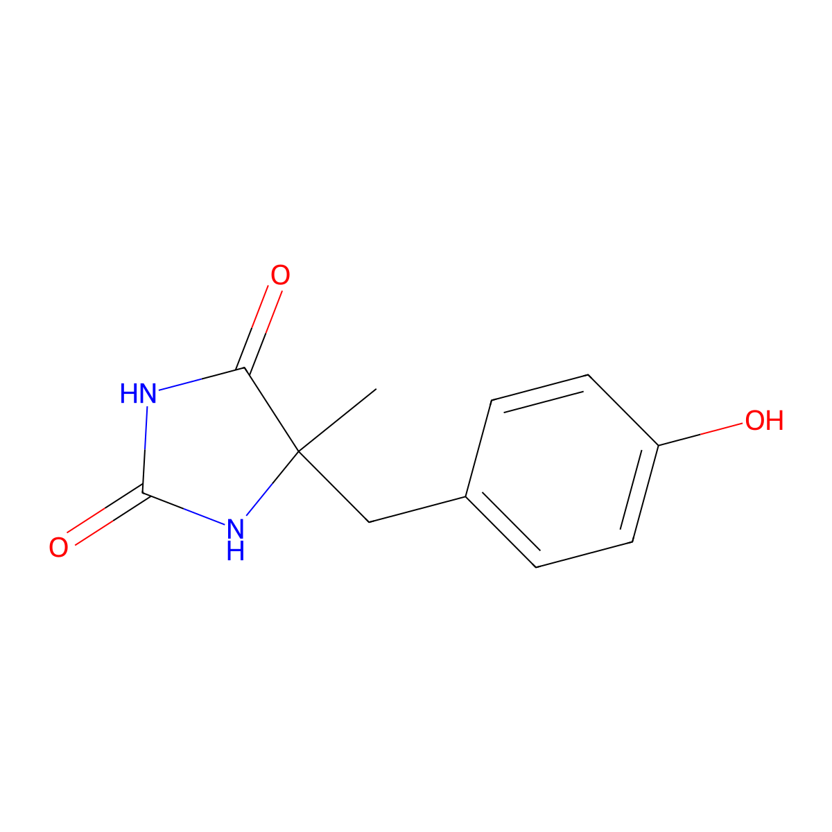 5-((4-Hydroxyphenyl)methyl)-5-methyl-2,4-imidazolidinedione molecular structure, CAS 13500-25-9