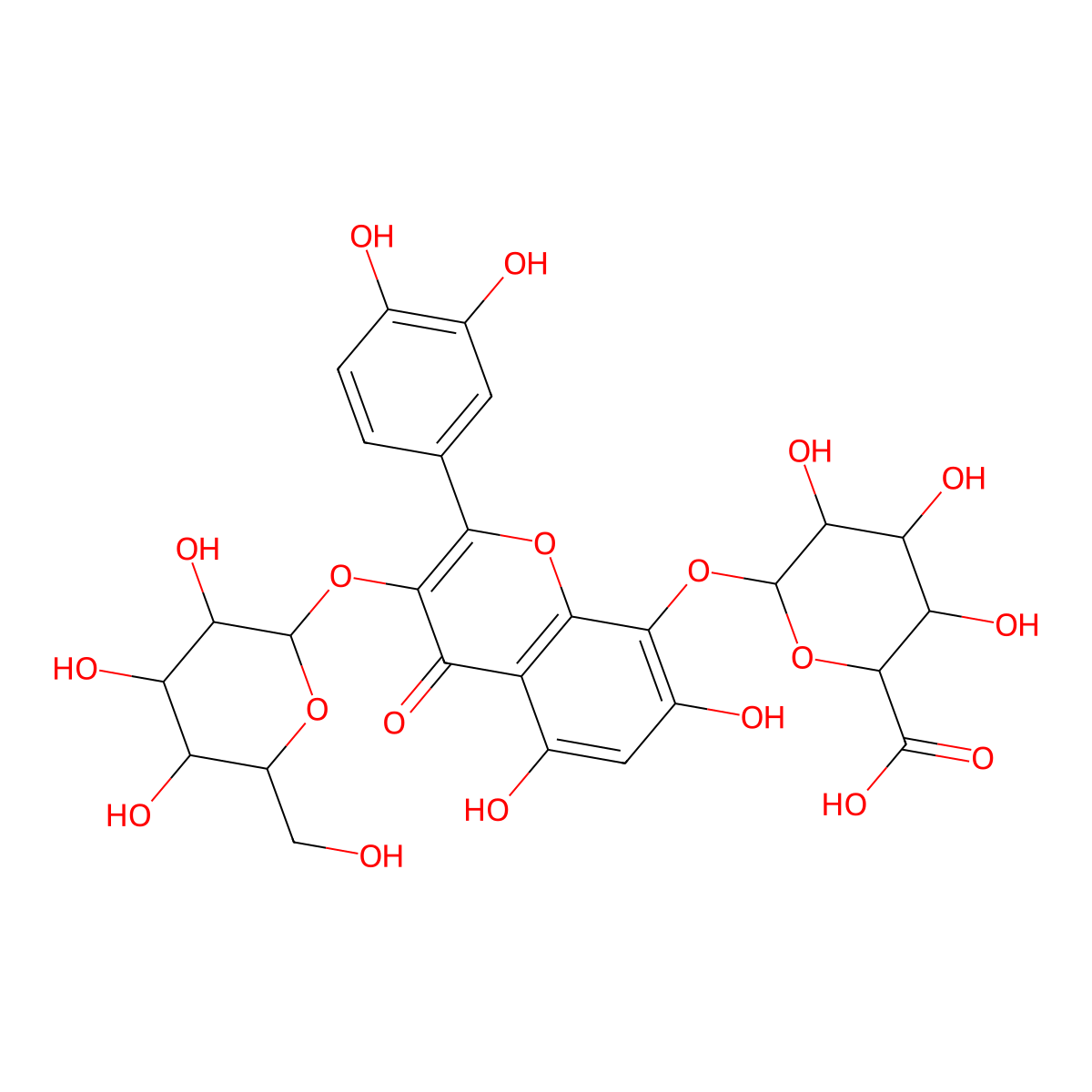 Herbacetin 3-O-glucopyranoside-8-O-glucuronopyranoside molecular structure, CAS 135010-45-6