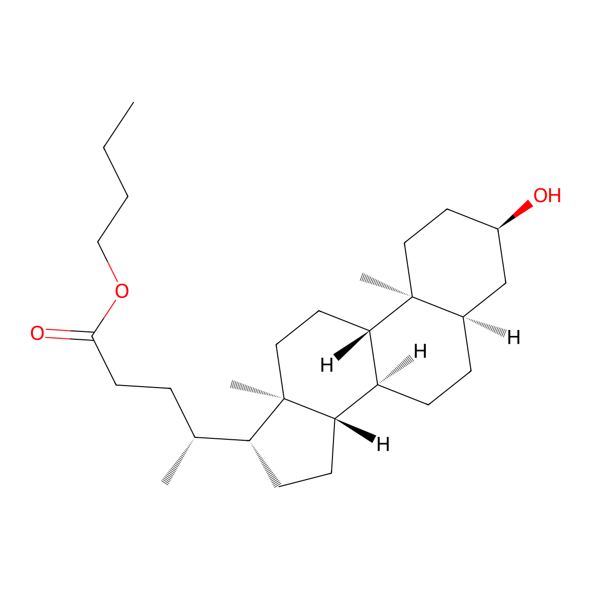 N-Butyl lithocholic acid molecular structure, CAS 135013-42-2