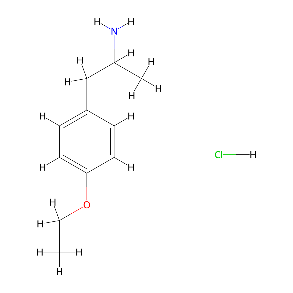 4-Ethoxyamphetamine hydrochloride molecular structure, CAS 135014-87-8