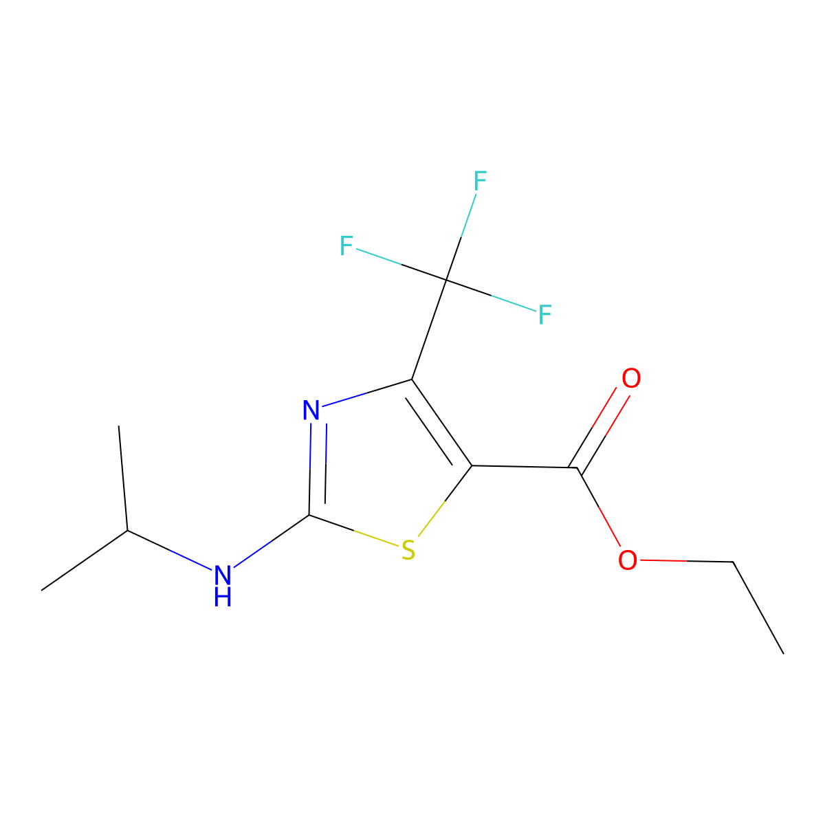 Ethyl 2-(isopropylamino)-4-(trifluoromethyl)thiazole-5-carboxylate molecular structure, CAS 135026-49-2
