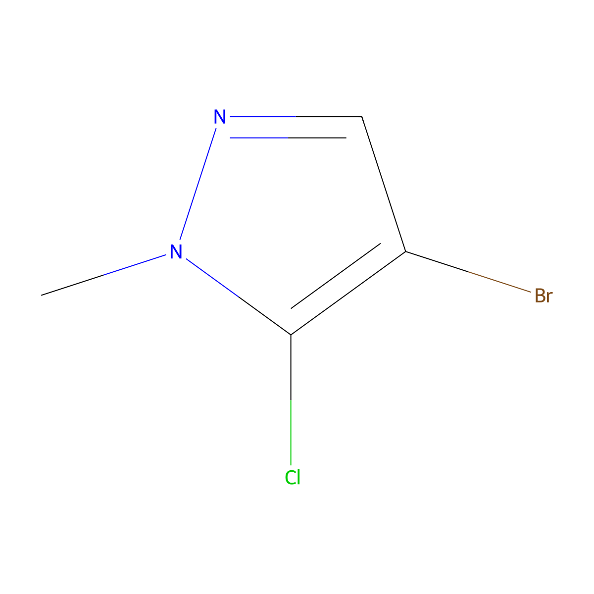 4-bromo-5-chloro-1-methyl-1H-pyrazole molecular structure, CAS 1350323-81-7