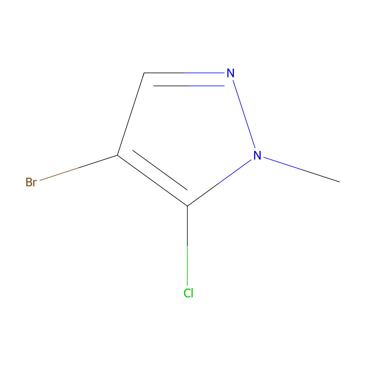 4-bromo-5-chloro-1-methyl-1H-pyrazole molecular structure, CAS 1350323-81-7