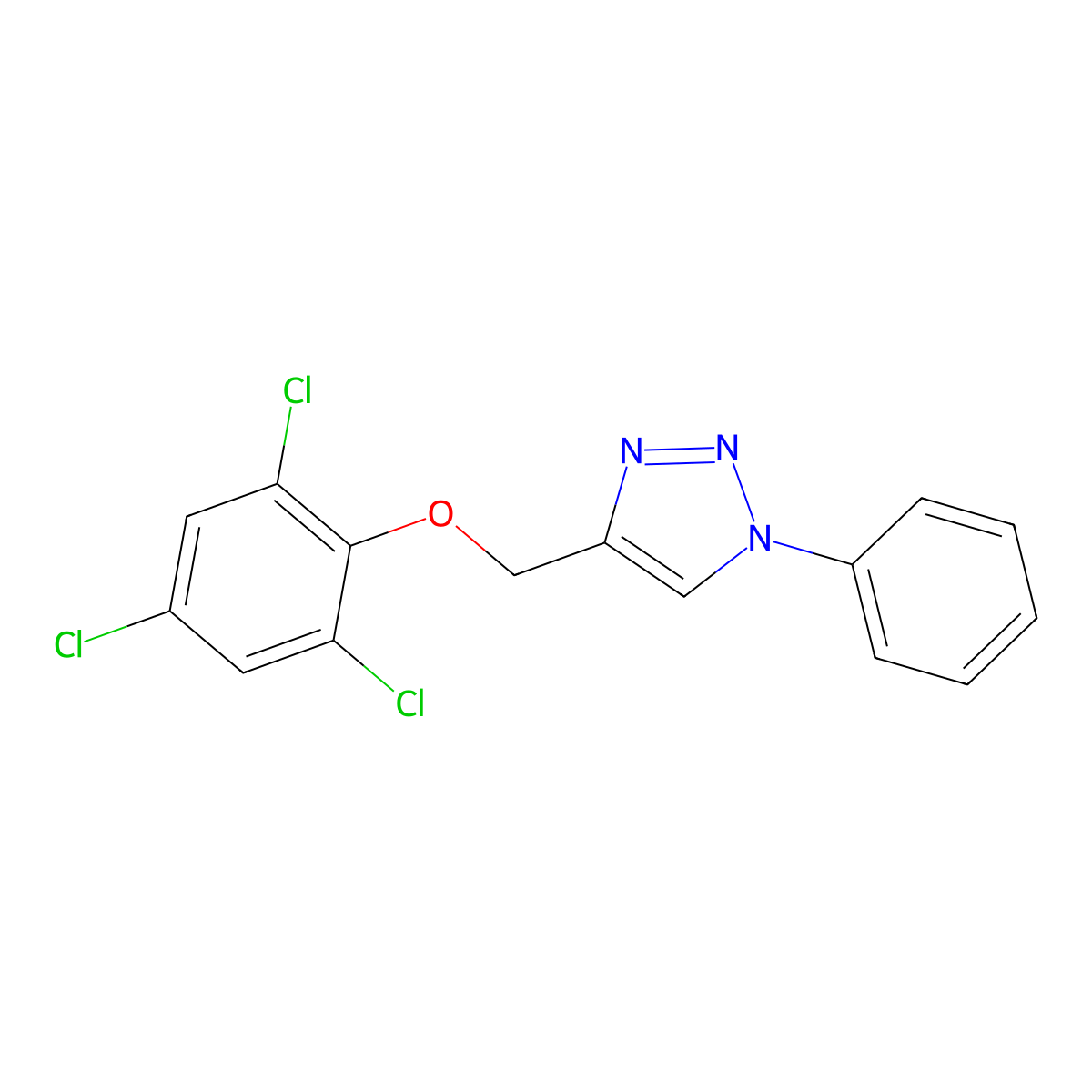 1H-1,2,3-Triazole, 1-phenyl-4-((2,4,6-trichlorophenoxy)methyl)- molecular structure, CAS 135034-75-2