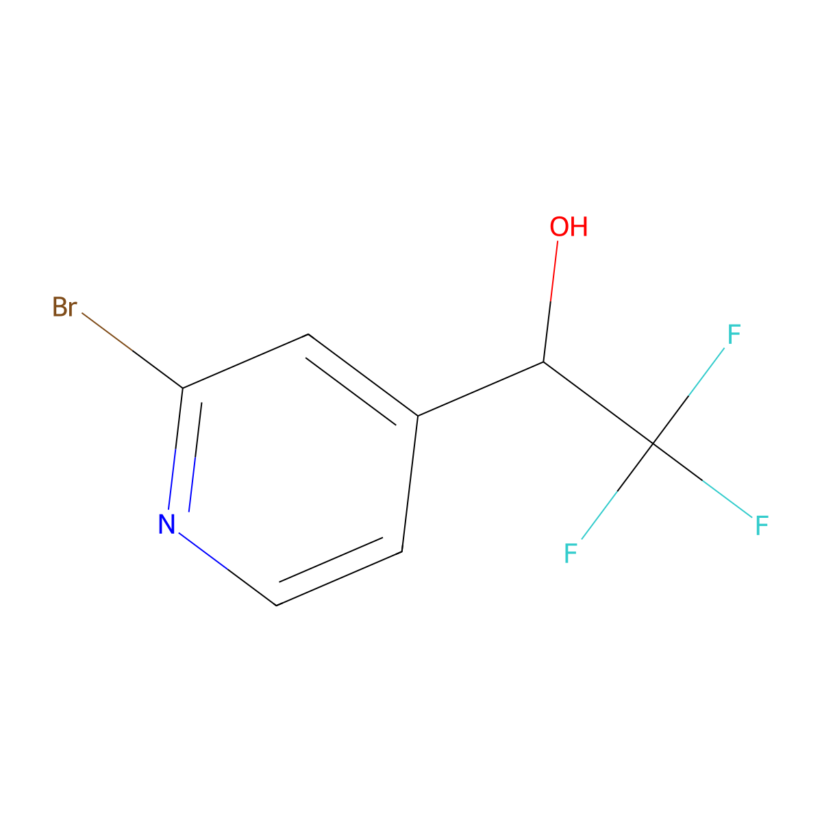 1-(2-Bromopyridin-4-yl)-2,2,2-trifluoroethan-1-ol molecular structure, CAS 1350349-65-3